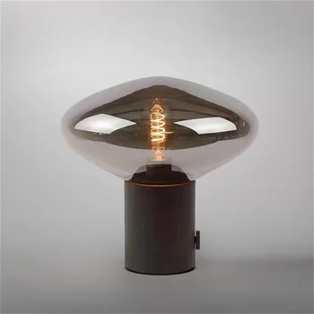 Модерна настолна лампа TEMAR Nordic, лесна настолна лампа от черно стъкло, led лампа за дома, нощно шкафче