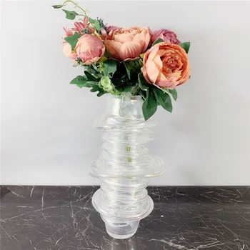 Модерна просто зашеметяващ спирала стъклена ваза за цветя в европейски стил, модерни просто украса, декорация за стая, терариум