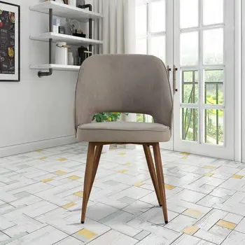 Модерни трапезни столове, бельо стол с акцент, столове за отдих в хола, мек страничния стол с метални крака за трапезария