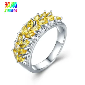 Модни пръстени с жълти кристални листа H012