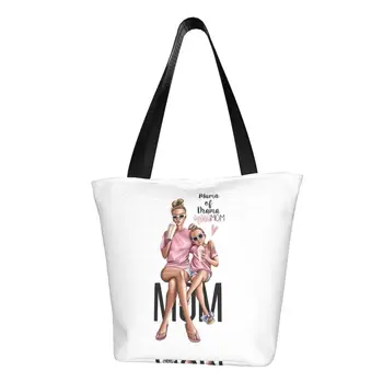 Модни сладко чанта за мама и бебе, чанта за пазаруване, мультяшная Супер Мама, холщовые чанта през рамо, чанти голям Капацитет