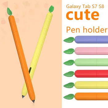 Молив случай за Samsung S7 S8 Аксесоари за таблет Сладко Leaf силиконов калъф S Pen Cover за Samsung Tab S7 S8 Държач за писалка с пълна защита на