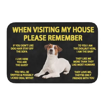 Моля, не забравяйте за домашни правилата на куче от породата Джак-Ръсел-териер Подложка за входната врата Постелки за баня, Кухня Килим за гараж