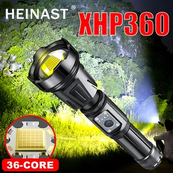 Мощен фенер XHP360, USB-акумулаторна тактически фенер 18650, разменени батерия, лампа с увеличение, индикаторът на захранването