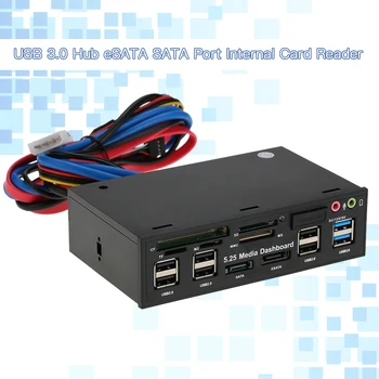 Мултифункционален хъб USB 3.0 порт eSATA SATA Вграден четец на карти на арматурното табло, КОМПЮТЪР Медии Преден панел аудио