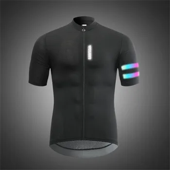 Мъжка велосипедна фланелка с къс ръкав, велосипедна риза с дишаща мрежа, быстросохнущий бягаща топ, Ветрозащитная светоотражающая руното лигавицата, дишаща