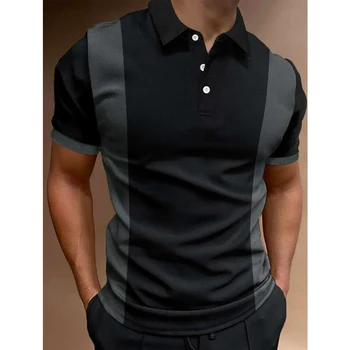 Мъжка лятна риза с къси ръкави цвят Spell, лятна риза поло с къс ръкав и копчета в света на стил, модни върхове-топка за голф.