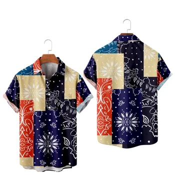 Мъжка риза, модни върхове в хавайски стил, с анимационни герои, реколта улични детски ризи 2023, Ново Записване, летни блузи, Удобни тениски, Кърпа
