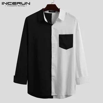 Мъжка риза с петна, дълъг ръкав, пуговица на ревера, Camisa Masculina 2023, Градинска дрехи, модни ежедневни ризи, блузи