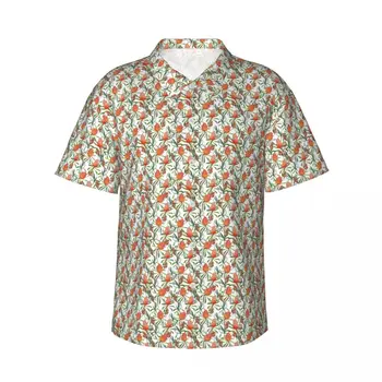 Мъжка риза с тропически австралийски модел, риза с къс ръкав, лятна риза, с мъжка риза с отложным яка и копчета, мъжки дрехи