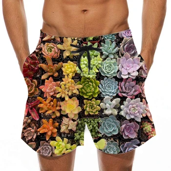Мъжки t-shirt, плажни шорти, на Хладно Градинска дрехи с 3D принтом сочни растения, Ежедневни панталони в стил харадзюку, тениска голям размер, мъжки