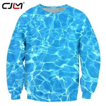 Мъжки блузи CJLM, пуловер с 3D принтом океанска вълна, красив мъжки пуловер в стил хип-хоп