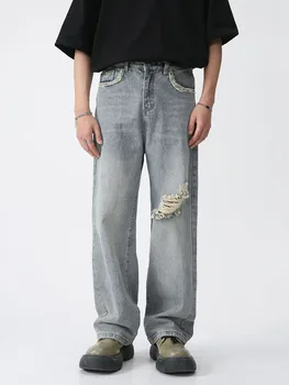 Мъжки Дънки в стил Y2K, Сини Широки Широки дънкови панталони - Корейски Градинска Облекло в стил Ретро, всеки ден прави Дънки, Широки панталони
