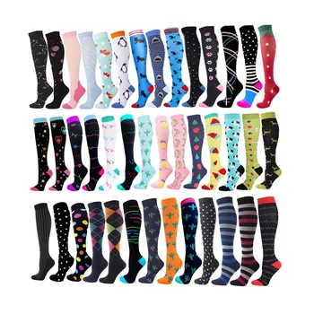 Мъжки и Женски компресия чорапи за бягане във формата на сърце 20-30 мм hg. супена, Спортни Унисекс Чорапи за бягане на открито и колоезденето, дълги чорапи под налягане