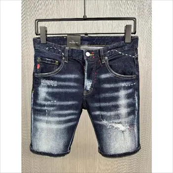 Мъжки летни къси дънки, модерни ежедневни дънкови къси панталони с дупки 9875-1