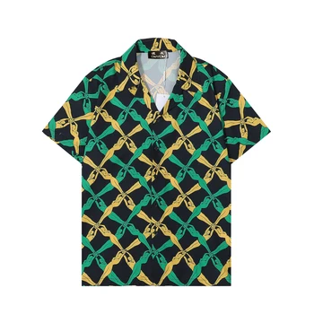 Мъжки памучни ризи с принтом в хавайски стил, Camisas Masculina, ежедневни приталенная мъжки бизнес риза 10212