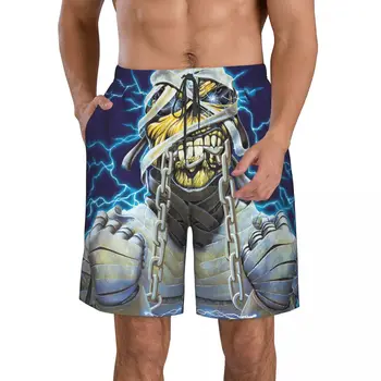 Мъжки плажни шорти Heavy Metal за фитнес, быстросохнущий бански костюми, забавни улични 3D късометражни филми