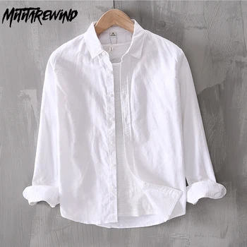 Мъжки ризи с дълъг ръкав от чист памук, ежедневни ризи, однотонная риза с отложным яка и копчета, мъжки обикновен универсален топ M-3XL