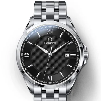 мъжки ръчен часовник,мъжки автоматичен часовник LOBINNI man луксозни механични ръчни часовници самостоятелно ликвидация на швейцарската марка водоустойчив montre