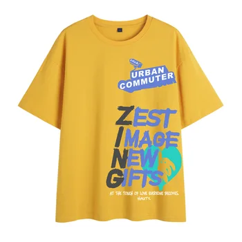 Мъжки свободна тениска с къс ръкав в гонконгском стил, младежка тениска с кръгло деколте, марка summer tide 2023, големи размери