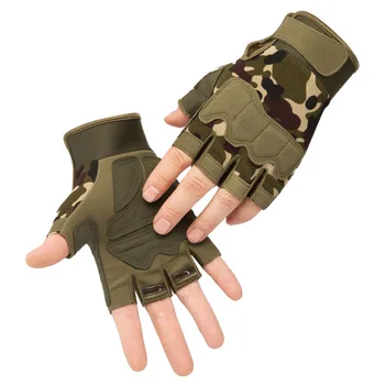 Мъжки Тактически ръкавици на военната стил, Стрелба, защитени от съкращения Ръкавици без пръсти, Мини, за спортове на открито, пейнтбола, еърсофт оръжия, Велосипедни ръкавици