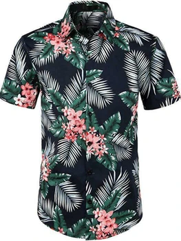 Мъжки Хавайски Плажна Риза, Риза с Цветен Плодов Принтом, Топ, Ежедневни Риза С Къс Ръкав, Мода За Лятната Ваканция, по-Големи Размери, Европейски Размер Shor