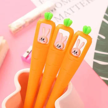 Набор от гелевых дръжки с анимационни моркови 3шт Неутрална дръжка за плавно писма Fastdry 0,5 мм Черна превръзка на училищните канцеларски материали