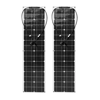Набор от Слънчеви Панели от Монокристални Силициеви с Мощност 50 w + 50 W, Гъвкави Слънчеви панели, и Комплект Контролер за Слънчеви Панели За Къмпинг, за Пътуване в Кола