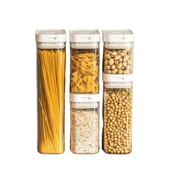 Набор от хранителни пластмасови контейнери за съхранение на брашно, зърнени храни, спагети, тестени изделия, Голяма Запечатани банка-опаковка на сухо хранително захар