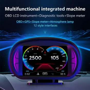Най-новият Автомобил на HUD бордови компютър Три В Едно Със Седалище Дисплей OBD2 GPS за измерване на Скоростта Интелигентна Инклинометр Аларма