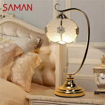 Настолна лампа SAMAN с димер, просто креативна модерна лампа за дома, нощно шкафче за спалня, романтична сватбена настолна лампа