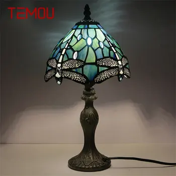 Настолна лампа TEMOU Тифани, модерен и креативен интериор под формата на водни кончета, led настолна лампа за дома, хол, прикроватной нощни шкафчета в спалнята