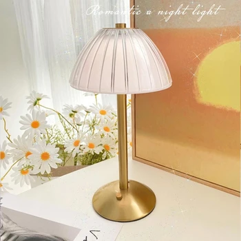 Настолна лампа с led подсветка в скандинавски стил, ретро-бар настолна лампа с регулируема яркост USB, настолна лампа за дневна, спалня, Хотелска лампа, Нощна лампа