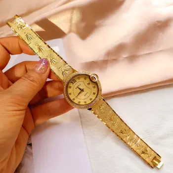 НЕ избледняват духов оркестър високо качества2021 нови дамски часовници златни ретро мода водоустойчив диамантени женски подарък за дама лукс