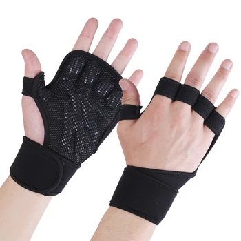 Нескользящие ръкавици за фитнес без пръсти, стандартен компрессионный каишка за вдигане на тежести и фитнес