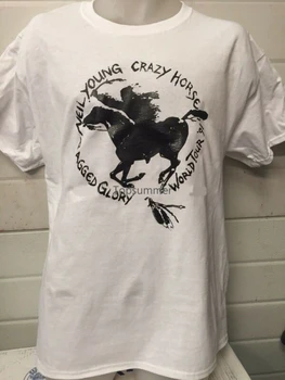 Нийл Йънг, бяла тениска Ragged Glory Tour, винил cd Crazy Horse Harvest Zuma