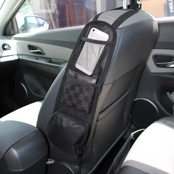 Нов органайзер за автомобилни седалки, стойка за телефон, Подвесная чанта за съхранение на столчето за кола, многокарманный държач за напитки, мрежест джоб-органайзер кола