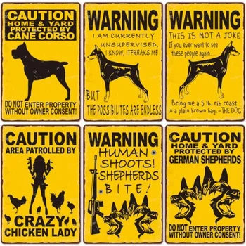 Нов пазете се от градински кучета ретро лидице рисувани предупредителен знак за забрана в градината декорация на дома, без рамки картини Интериор дневна