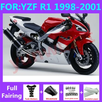 НОВА ABS Мотоциклет комплект обтекателей за леене под налягане, годни За YZF R1 1998 1999 2000 2001 YFZ-R1 98 99 00 01 Комплекти обтекателей, червен бял