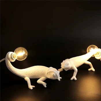 Нова креативна настолна лампа във формата на гущер, модерните настолни лампи във формата на животните от смола за спални, настолна лампа, начало декор, хамелеон, празнични подаръци