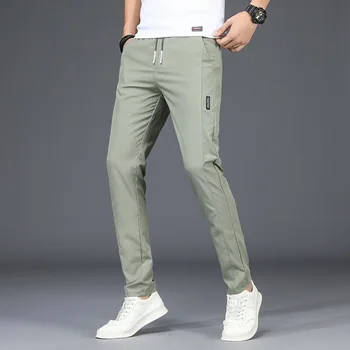 Нови Ежедневни панталони мъжки 2023, тънки Свободни спортни панталони с права тръба, бързо съхнещи мъжки панталони от ледената коприна, лек Пълна Дължина