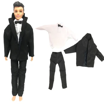 Новите дрехи на принц NK, черна рокля на булката с бяла риза, панталони за Барби кукли, аксесоари за кукли Кен, булчински облекла