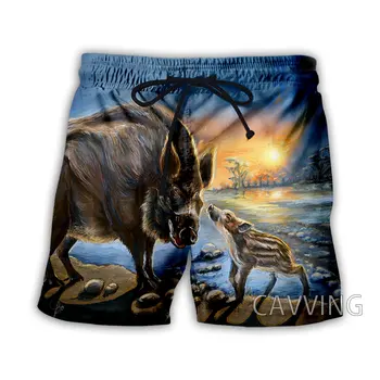 Новите модни летни плажни шорти с 3D принтом дива свиня, градинска дрехи, бързо съхнещи мъжки ежедневни панталони за почивка