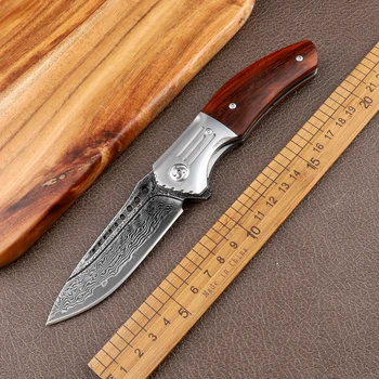 Нож от дамасской стомана с висока твърдост VG10, тактически открит джобен инструмент за оцеляване, къмпинг, лов, инструмент за самозащита, подарък сгъваем нож