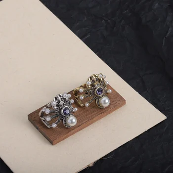 Обалденное стар пръстен с перли и кристали в стил пънк-паяк