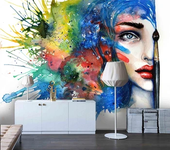 Обичай тапети в стил графити, живопис Beauty Girl Стикер за стена, стенни боядисване, тапети Отклеивающиеся