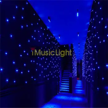 Огнеупорна тъкан 6 м x 2 м DMX LED Star Плат Синьо + Бяло DJ фон Led Звезден Сценична завеса покривка