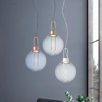 Окачен лампа Кълбо LED, модерен стъклен глобус, окачена лампа в скандинавски стил, окачена лампа за всекидневна, таван, трапезария, висящи лампи