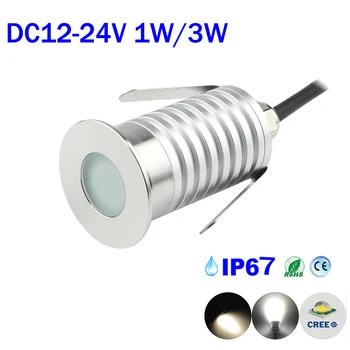 Открит Водоустойчив led Заглубленный лампа 1 W 3 W DC12-24V От неръждаема стомана, t Spot light Вграден Стъпка Кръгла Земята лампа IP67 За баня Saun