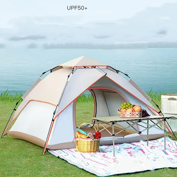 Палатка за 3-4 души, открит Автоматично поп Къмпинг, Барбекю, Парк, защита от Слънцето, непромокаемая Сгъваема палатка за лесно съхранение